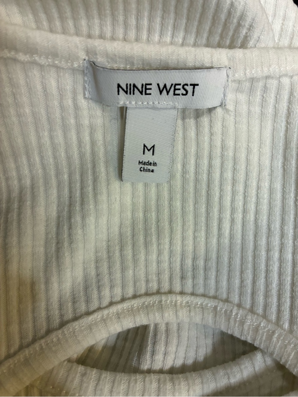 Nine West White Ribbed Cutout Tank - Sleeveless Scoop Neck - Picture 4 of 6